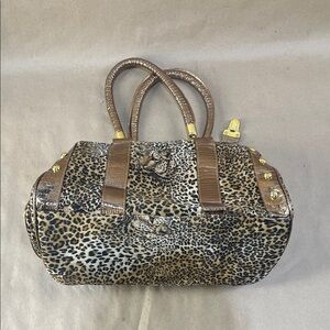Leopard Print Women’s Bag with Gold Accents